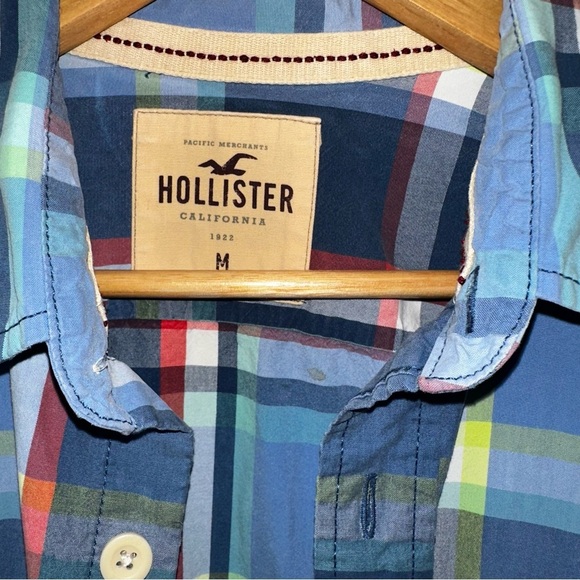 Y2K Hollister Men's Multicolor Plaid Button-Down Shirt Medium 100% Cotton READ - Picture 5 of 13